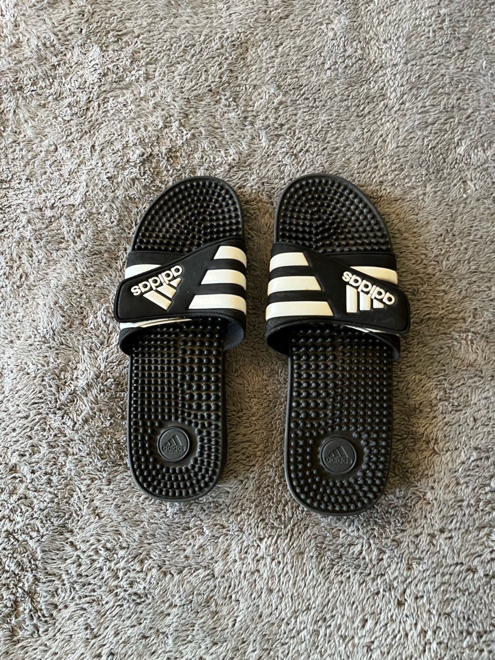 adidas Men’s Black Slide Sandals with Textured Footbed